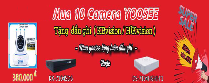 Mua 10 camera yoosee tặng đầu ghi